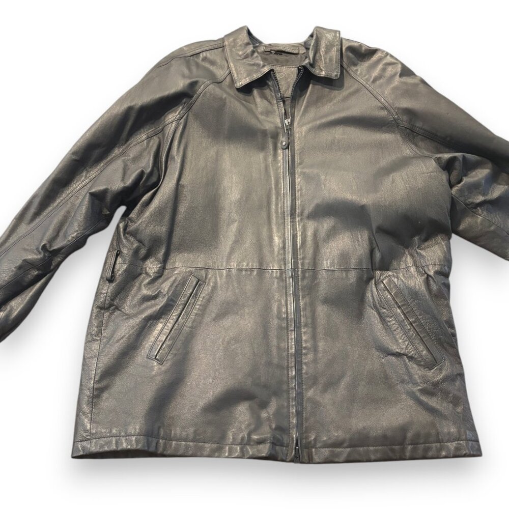 Georgetown‎ Leather Design vintage women's black genuine leather jacket sz L